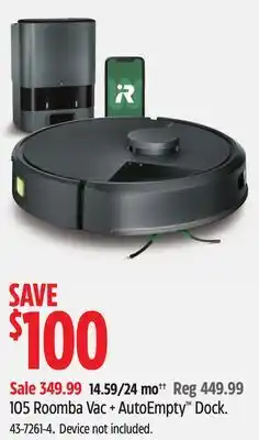 Canadian Tire iRobot 05 Roomba Vac + AutoEmpty Dock offer
