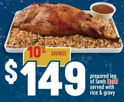 Marché Adonis Prepared leg of lamb Halal served rice & gravy offer