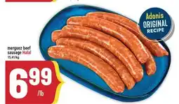 Marché Adonis Merguez beef sausage Halal offer