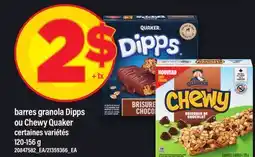 Maxi BARRES GRANOLA DIPPS OU CHEWY QUAKER, 120-156 G offer