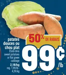 Marché Adonis PATATES DOUCES OU CHOU PLAT | SWEET POTATOES OR FLAT GREEN CABBAGE offer