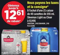Maxi SLEEMAN LIGHT OU CLEAR offer
