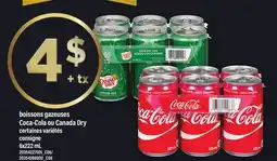 Maxi BOISSONS GAZEUSES COCA-COLA OU CANADA DRY, 6x222 mL offer
