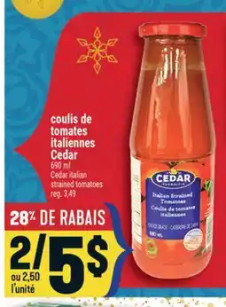 Marché Adonis COULIS DE TOMATES ITALIENNES CEDAR | CEDAR ITALIAN STRAINED TOMATOES offer