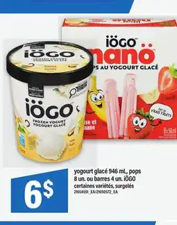 Maxi YOGOURT GLACÉ 946 ML, POPS 8 UN. OU BARRES 4 UN. IÖGO offer