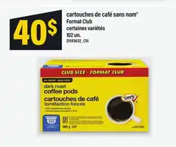 Maxi CARTOUCHES DE CAFÉ SANS NOM FORMAT CLUB, 102 UN offer