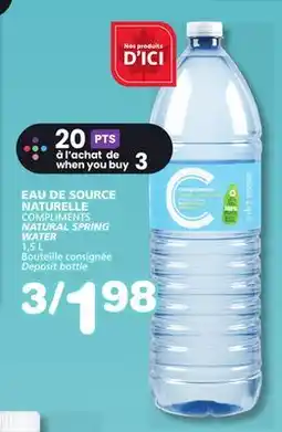 Marches Tradition COMPLIMENTS NATURAL SPRING WATER offer