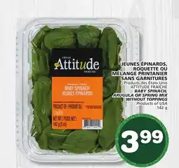 Marches Tradition ATTITUDE FRAÎCHE BABY SPINACH, ARUGULA OR SPRING MIX WITHOUT TOPPINGS offer