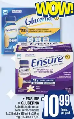 Jean Coutu ENSURE, GLUCERNA Meal replacements offer