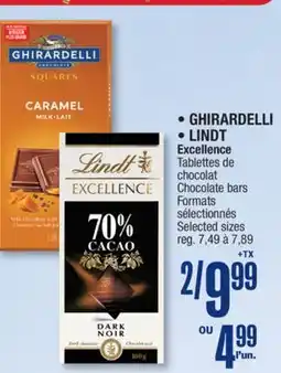 Jean Coutu GHIRARDELLI LINDT Excellence Chocolate bars offer