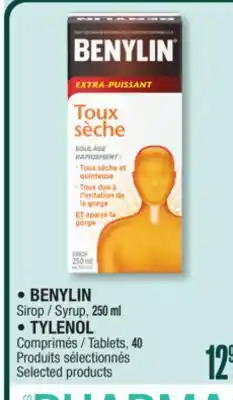 Jean Coutu BENYLIN Sirop, TYLENOL Tablets Selected products offer