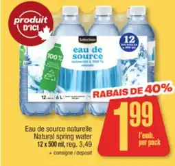 Jean Coutu SELECTION Natural spring water offer