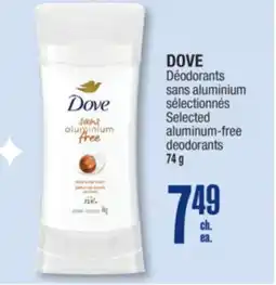 Jean Coutu DOVE Selected aluminum-free deodorants offer