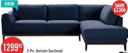 The Brick Horizon 2-Piece Right-Facing Fabric Sectional with Wood Base and Legs - Navy offer