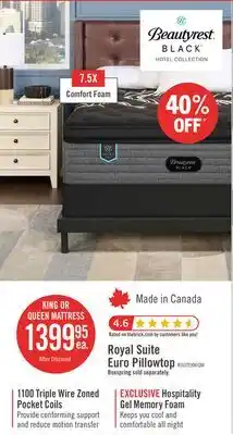 The Brick Beautyrest Black Hotel Royal Suite Euro Pillowtop Plush King Mattress offer