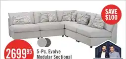 The Brick Scott Living Evolve Modular 5-Piece Linen-Look Fabric Sectional with Feather Down Cushions - Grey offer