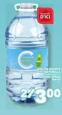 Marché Bonichoix COMPLIMENTS NATURAL SPRING WATER offer