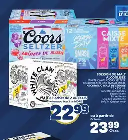 Marché Bonichoix WHITE CLAW, COORS SELTZER OR BEACH DAY SMASH MIXTE ALCOHOLIC MALT BEVERAGE offer