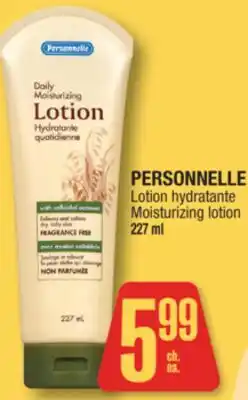 Jean Coutu PERSONNELLE Moisturizing lotion offer