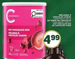 Marché Bonichoix COMPLIMENTS HOT CHOCOLATE MIX (500 g) OR COMPLIMENTS CHOCOLATE SYRUP (700 mL) offer