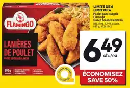 Giant Tiger Flamingo frozen breaded chicken offer