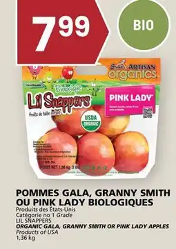 Rachelle-Bery Grocery LIL SNAPPERS ORGANIC GALA, GRANNY SMITH OR PINK LADY APPLES offer