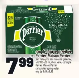 Metro EAU DE SOURCE GAZÉIFIÉE PERRIER, MAISON PERRIER | PERRIER, MAISON PERRIER CARBONATED SPRING WATER offer
