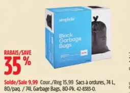 Canadian Tire 80/paq. / 74L Garbage Bags, 80-Pk offer