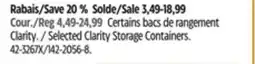 Canadian Tire type A Selected Clarity Storage Containers offer