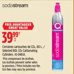Canadian Tire Sodastream Selected 60L CO2 Carbonating Cylinders offer