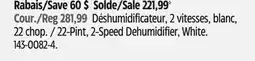 Canadian Tire 22-Pint, 2-Speed Dehumidifier offer
