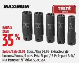 Canadian Tire 5-Pc Impact Bolt/ Nut Remover. 3⁄8˝ drive offer