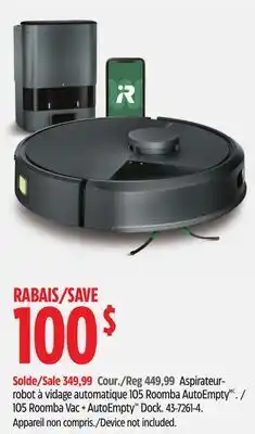 Canadian Tire 105 Roomba Vac + AutoEmpty Dock offer