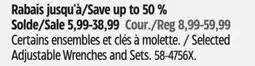 Canadian Tire Selected Adjustable Wrenches and Sets offer