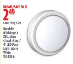 Canadian Tire 4˝ LED Puck Light, Warm White offer
