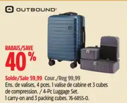 Canadian Tire OUTBOUND 4-Pc Luggage Set. 1 carry-on and 3 packing cubes offer
