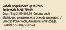 Canadian Tire Selected Power Tools, Accessories and Storage offer