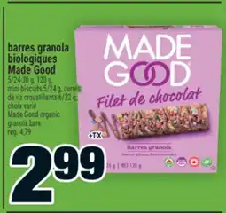 Super C BARRES GRANOLA BIOLOGIQUES MADE GOOD | MADE GOOD ORGANIC GRANOLA BARS offer