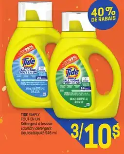 Uniprix TIDE SIMPLY TOUT EN UN Détergent à lessive/Laundry detergent Liquide/Liquid offer