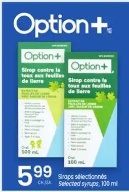 Uniprix OPTION+ Sirops sélectionnés/Selected syrups offer