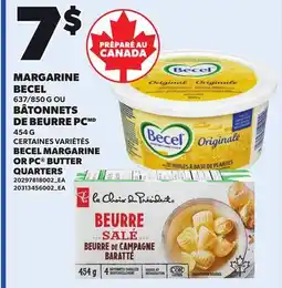 Provigo BECEL MARGARINE, 637/850 G OR PC BUTTER QUARTERS, 454 G offer