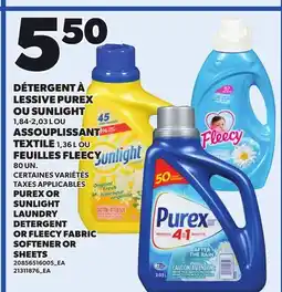 Provigo PUREX OR SUNLIGHT LAUNDRY, 1,84-2,03 L DETERGENT OR FLEECY FABRIC, 1,36 L SOFTENER OR SHEETS, 80 UN offer
