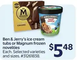 Walmart Ben & Jerry's ice cream tubs or Magnum frozen novelties offer
