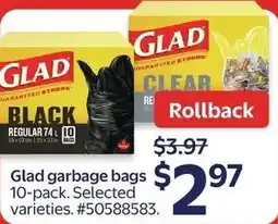 Walmart Glad garbage bags offer