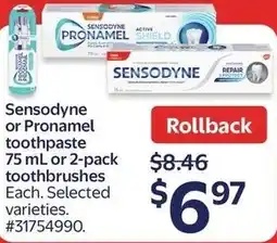 Walmart Sensodyne or Pronamel toothpaste offer