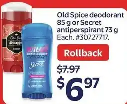 Walmart Old Spice deodorant or secret antiperspirant offer