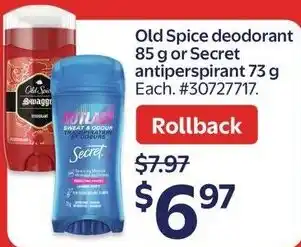 Walmart Old Spice deodorant or secret antiperspirant offer