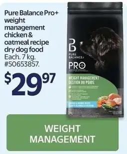 Walmart Pure Balance Pro+ weight management chicken & oatmeal recipe dry dog food offer