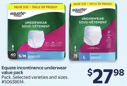 Walmart Equate incontinence underwear value pack offer