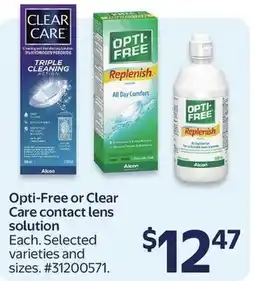 Walmart Opti-Free or Clear Care contact lens solution offer